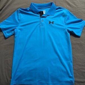 Never Worn Youth XL Under Armour Men's Blue and black Golf Polo Shirt